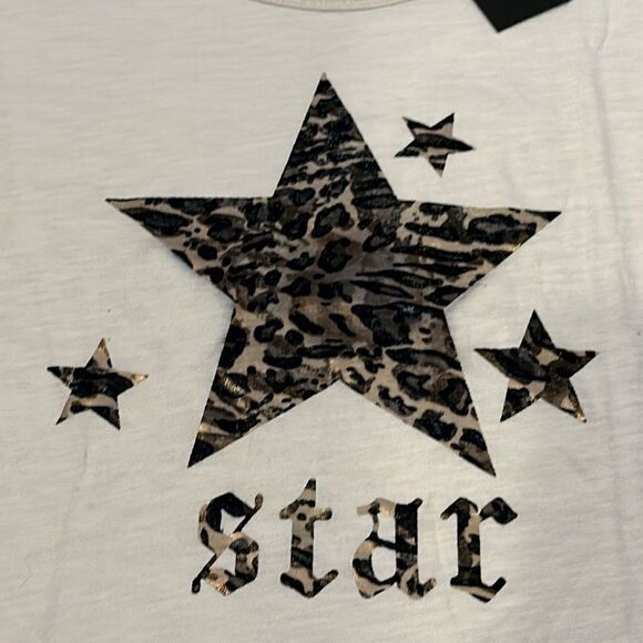 Unsweetened Women’s White T-Shirt with Leopard Stars - Picture 2 of 7